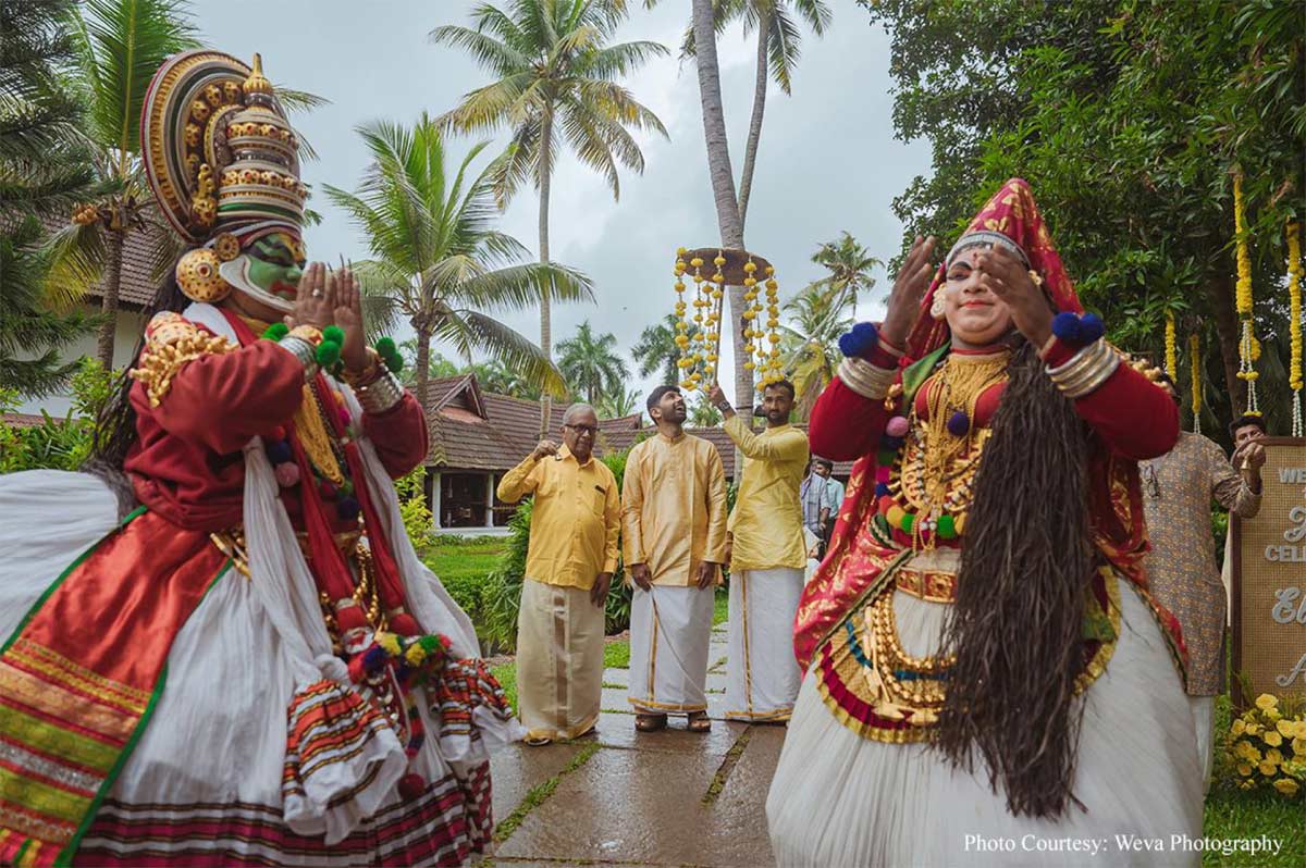 Framed by tranquil backwaters, this cross-cultural wedding came alive with the culture and verdant beauty of Kerala!